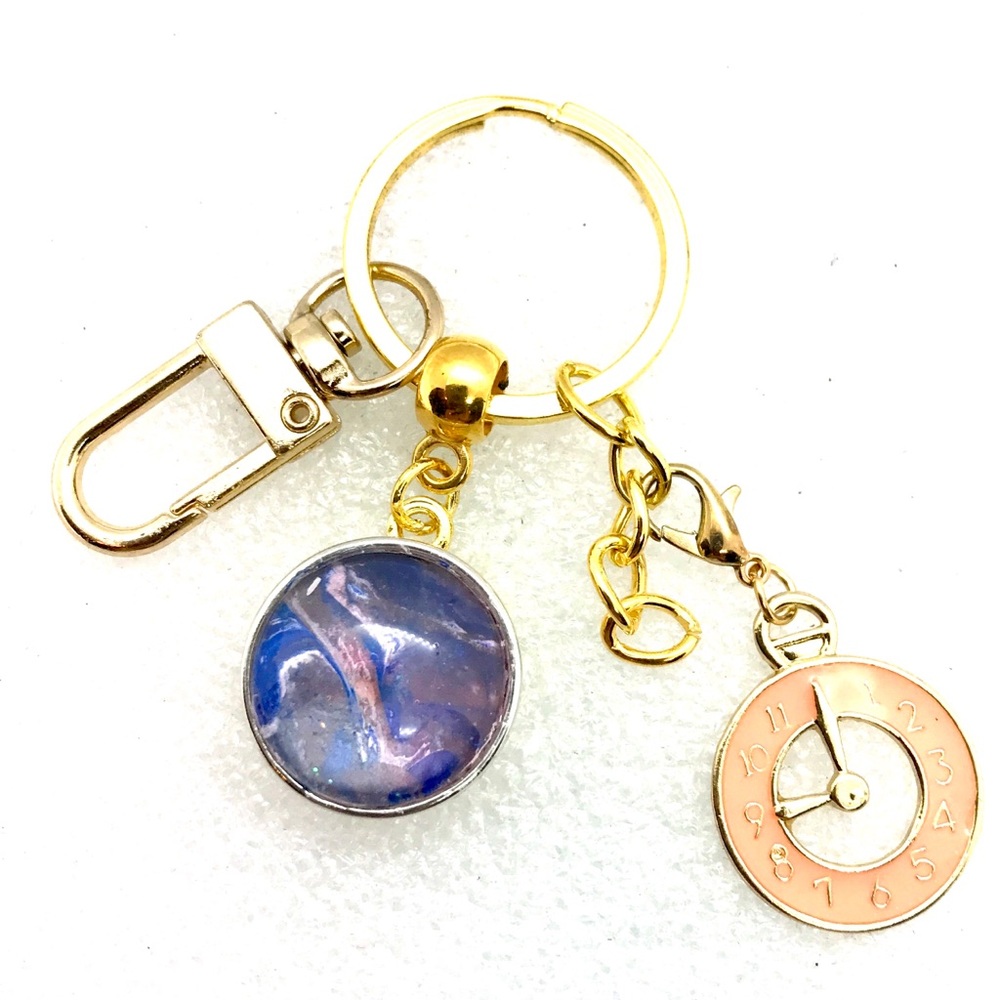 Handmade 20mm snap Keychain ring with charms